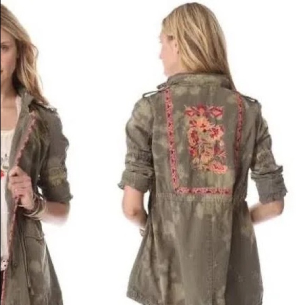 Free People Festival Tie Dye Floral Embroidered Jacket Coat